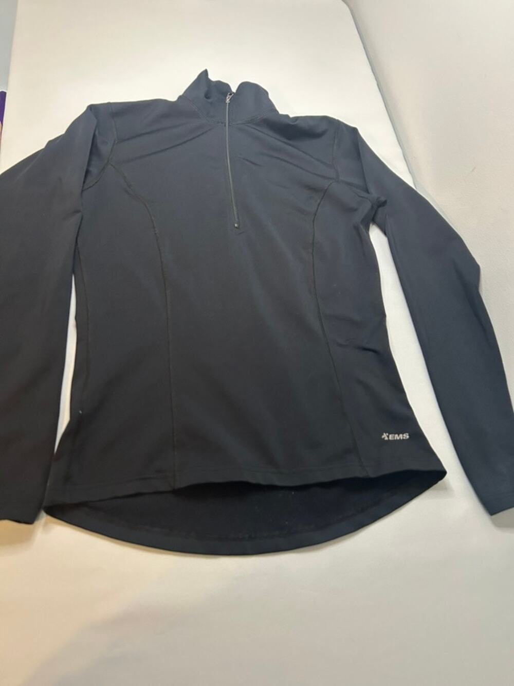 EMS Polartec Quarter Zip Pullover Womens Small Black Base Layer Thumbhole Top